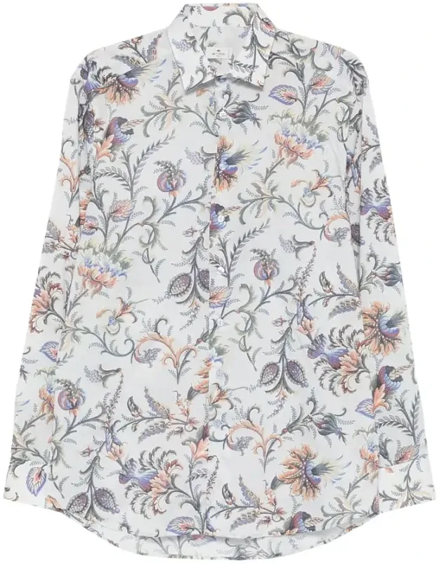 Shirt With Floral Print And Button Fastening