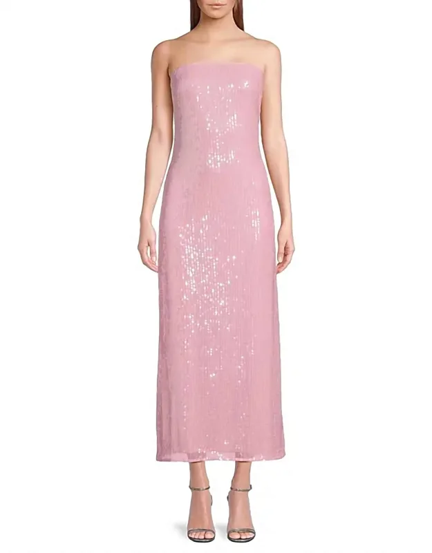 Strapless Sequin Column Maxi Dress