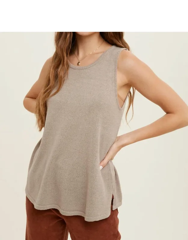 Lightweight Sweater Tank With Side Slits