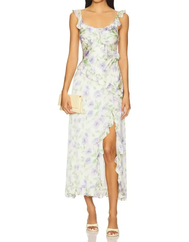Satin Floral Midi Dress
