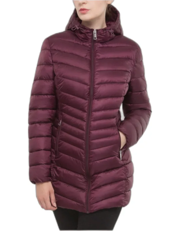 Rokka & Rolla Light Long Coat Packable Puffer Jacket With Water-resistant Finish And Heat Insulation