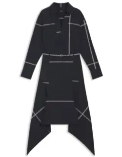 Checked Shirt Dress In Cotton Canvas