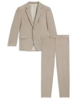 Two-piece Suit In Virgin Wool, Silk, And Linen