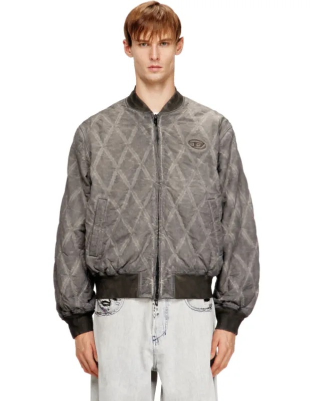 Padded Argyle-quilted Bomber Jacket