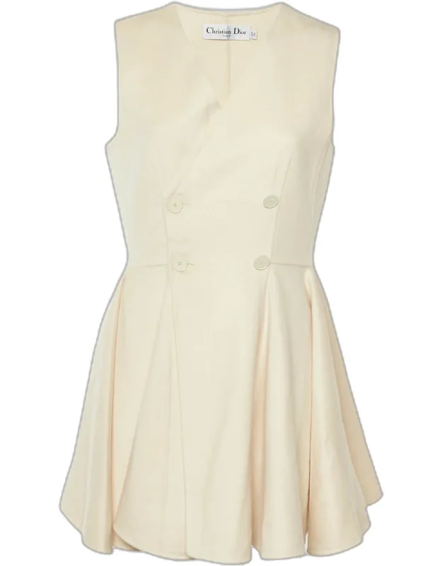 Cream Cashmere Double Breasted Mini Dress