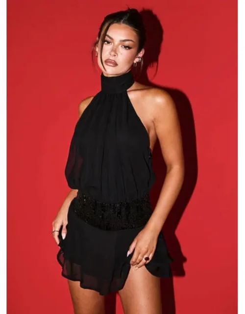 Zenayda Drop Waist Sequin Mini Dress