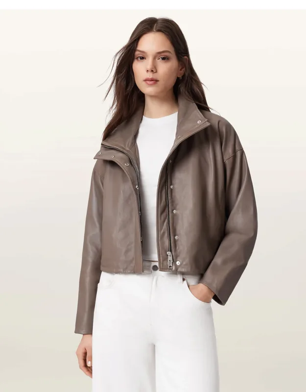 Ryder Funnel Neck Leather Jacket