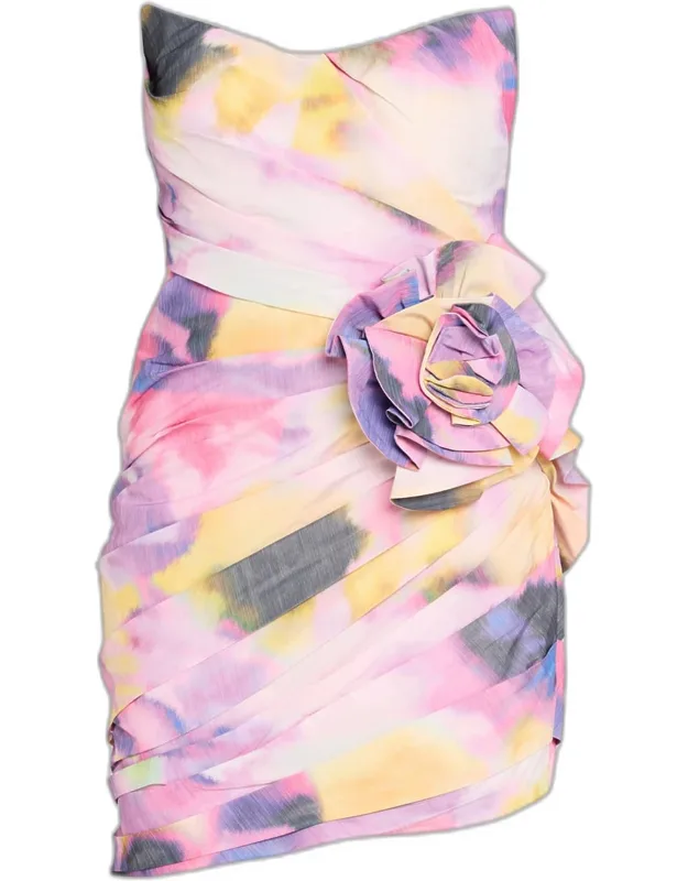 Floral-printed Taffeta Mini Dress