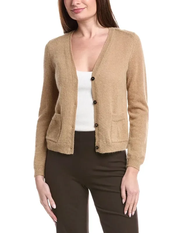 Patch Pocket V-neck Mohair & Alpaca-blend Cardigan