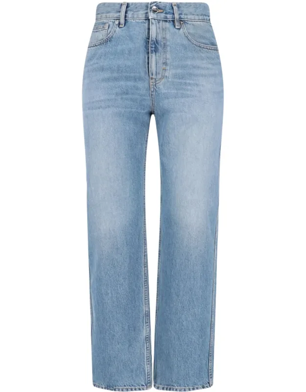 Straight Jeans In Cotton Denim And Mid Waist