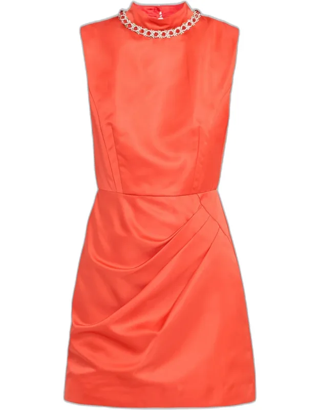 Floral Embellished Satin Mini Dress
