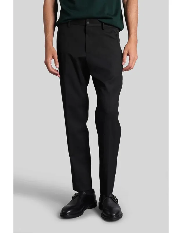 Po36 Pants In Black Polyester With Zip And Button Closure