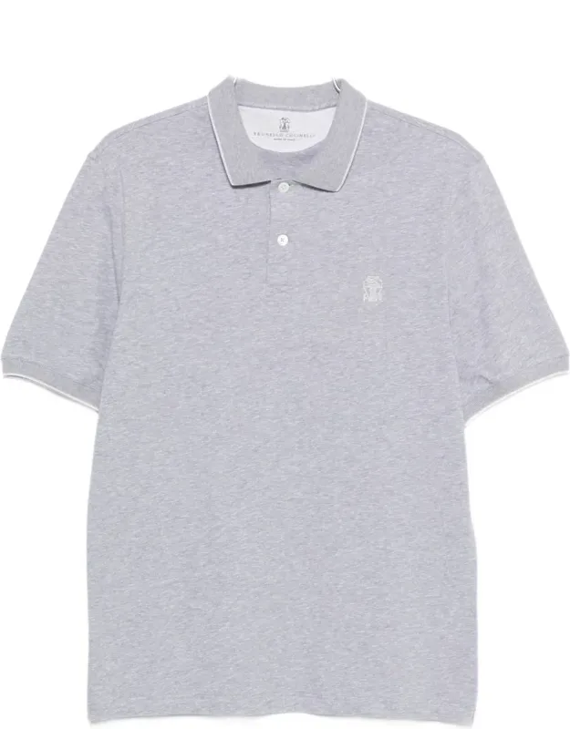 Polo Shirt With Piped Trim And Logo Embroidery