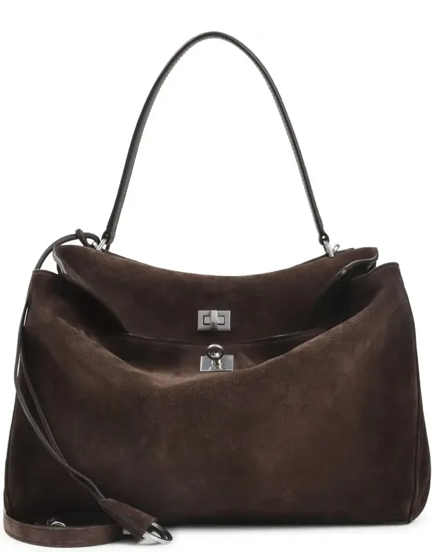 Handbag With Detachable Keyrings And Turn-lock Fastening
