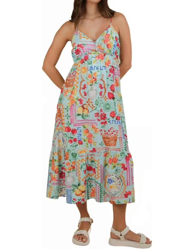 Summer Sky Midi Printed Dress