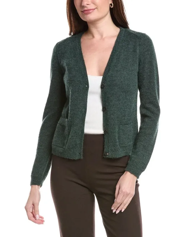 Patch Pocket V-neck Mohair & Alpaca-blend Cardigan