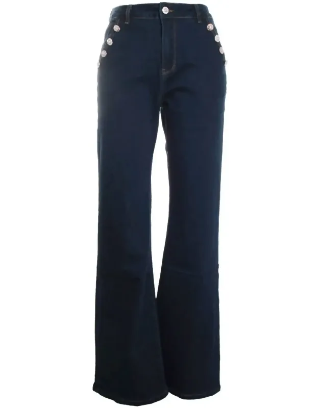 Button Trim Denim Jeans