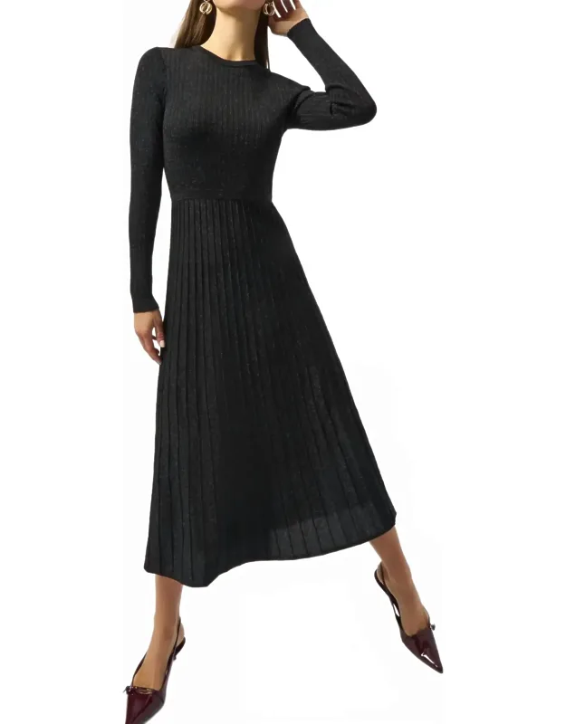 Knit Fit And Flare Crew Neck Dress