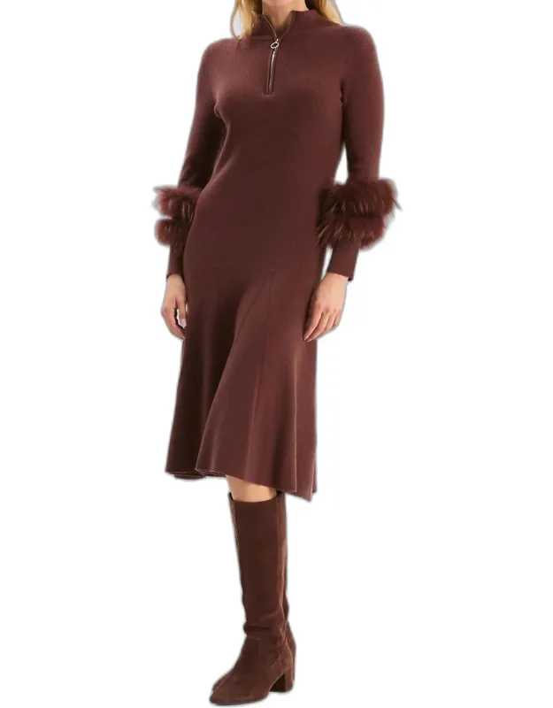 Celia Knit Fur Sleeve Dress