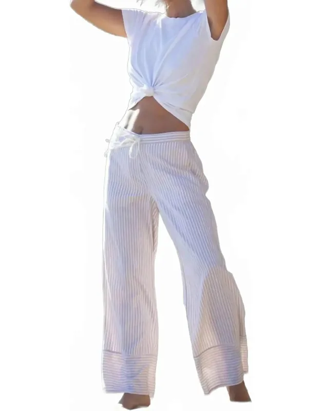 Striped Straight Leg Drawstring Pants
