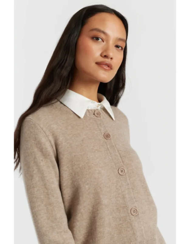Wool-cashmere Crew Neck Cardigan