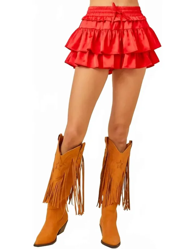 Ruffle Satin Skirt