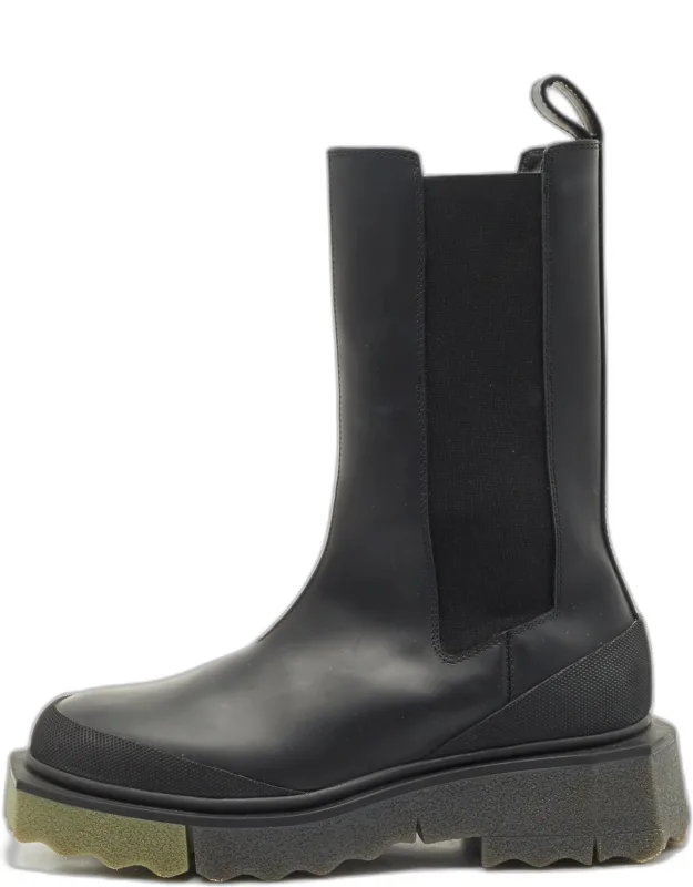 Leather And Elastic Rain Boots
