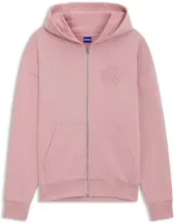 Embossed-logo Zip-up Hoodie In Cotton Terry