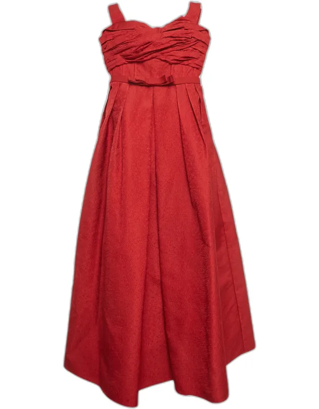 Textured Jacquard Off-shoulder Midi Dress