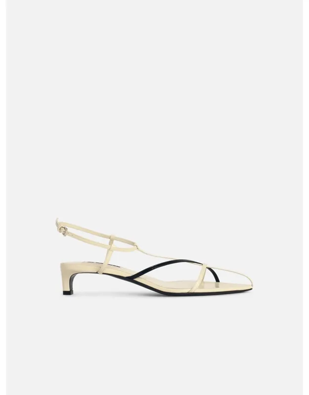 Cage Leather Sandals With Two-tone Woven Strap