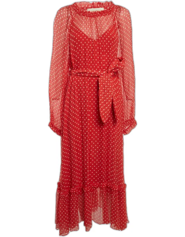 Polka Dot Silk Maxi Dress