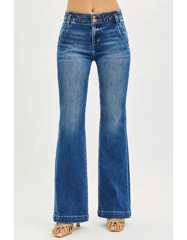 High Rise Double Button Down Jeans