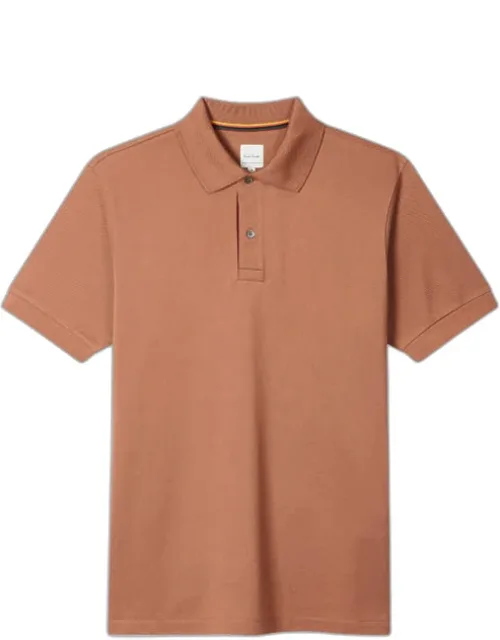 Terracotta Cotton 'artist Stripe' Placket Polo Shirt
