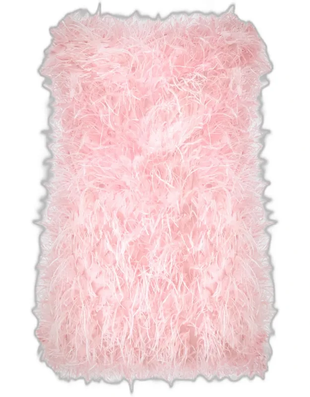 Strapless Faux Feather Mini Dress