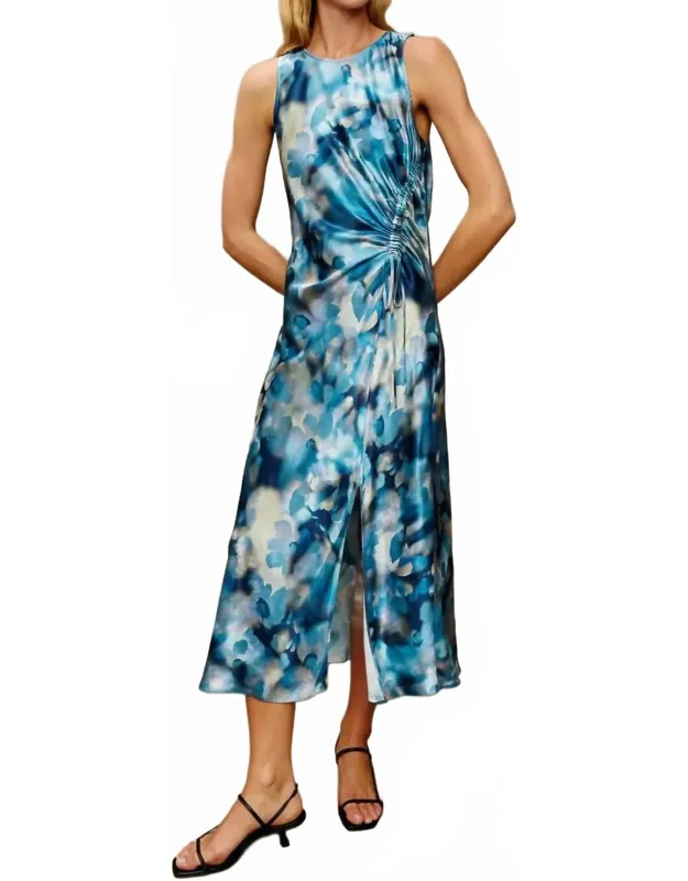 Gabriella Dress - Midi Slip With Side Slit And Adjustable Drawstring
