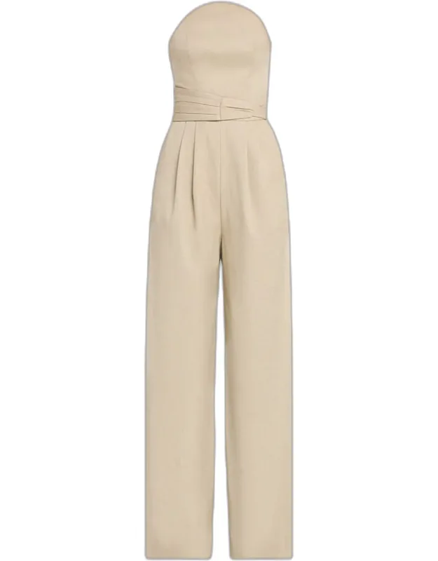 Pleated Strapless Jumpsuit