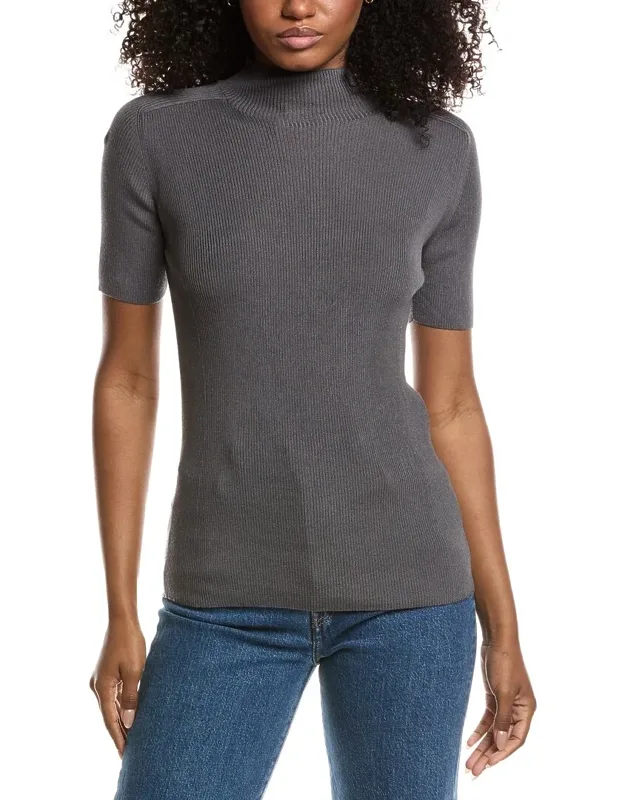 Ribbed Stand Collar Sweater