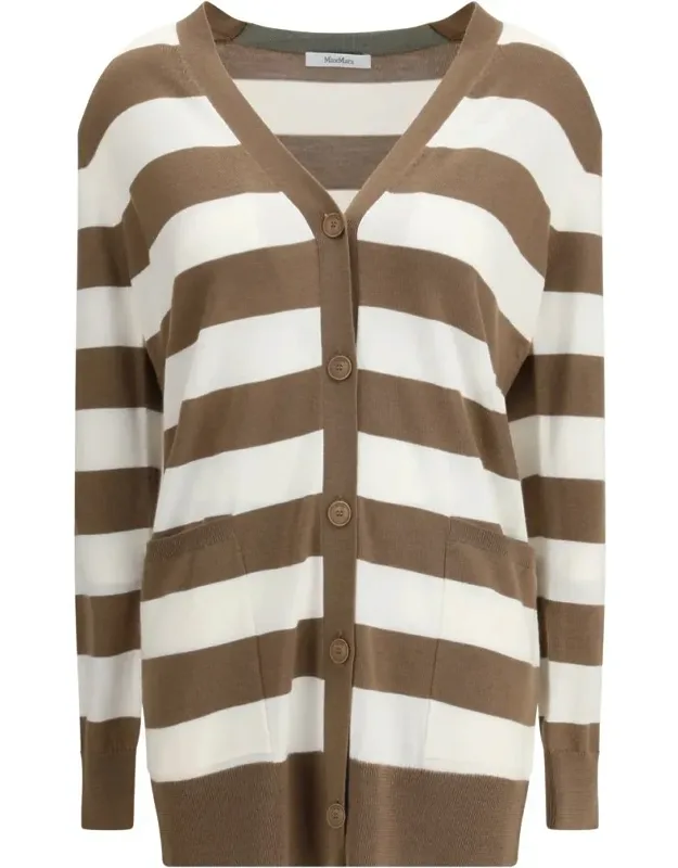 Fiemme Cardigan With Striped Pattern And Flocked Decoration