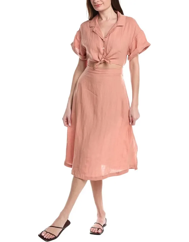 Playa Cut Out Linen Midi Dress