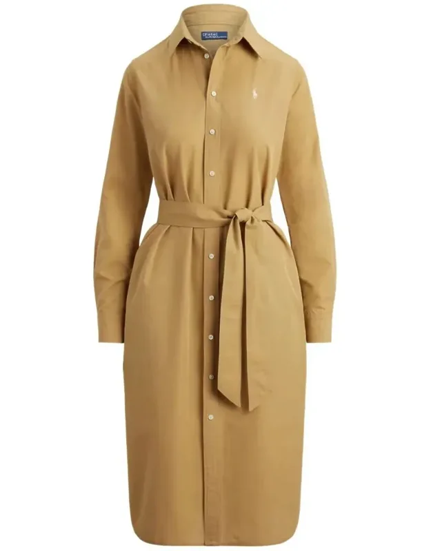 Cotton-linen Belted Shirt Dress