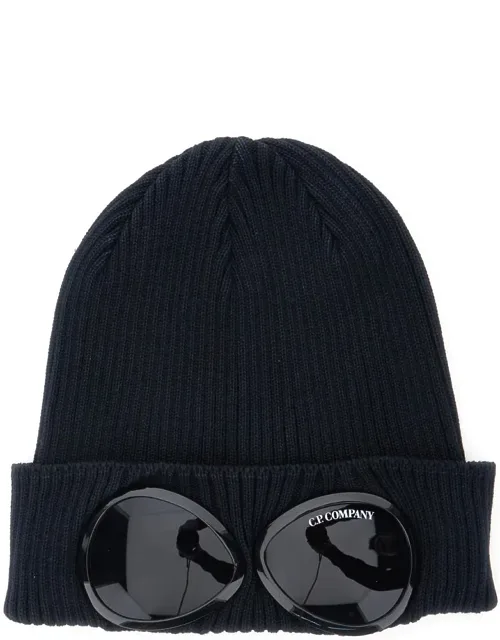 Knit Beanie With Google Detail On The Front In Cotton