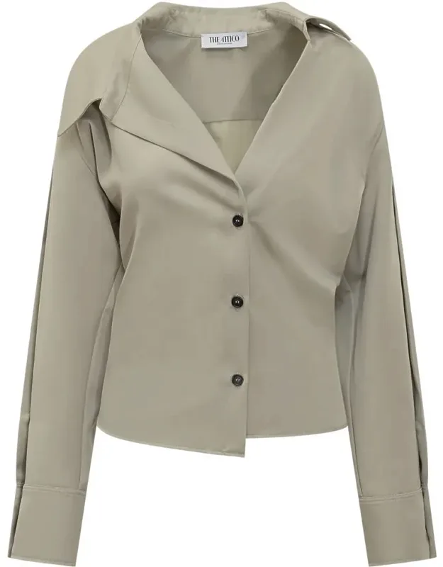 Shirt With Open Collar And Flared Line