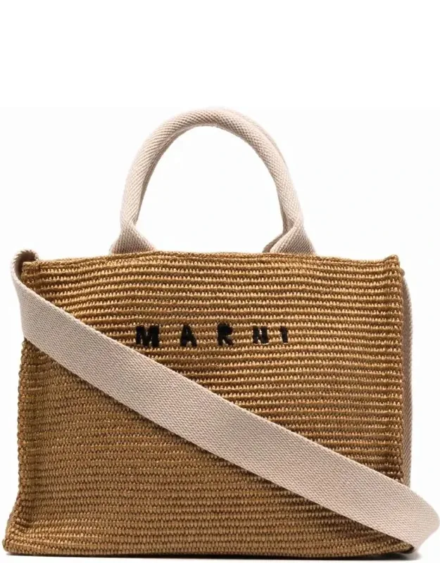 Raffia-effect Small Tote Bag