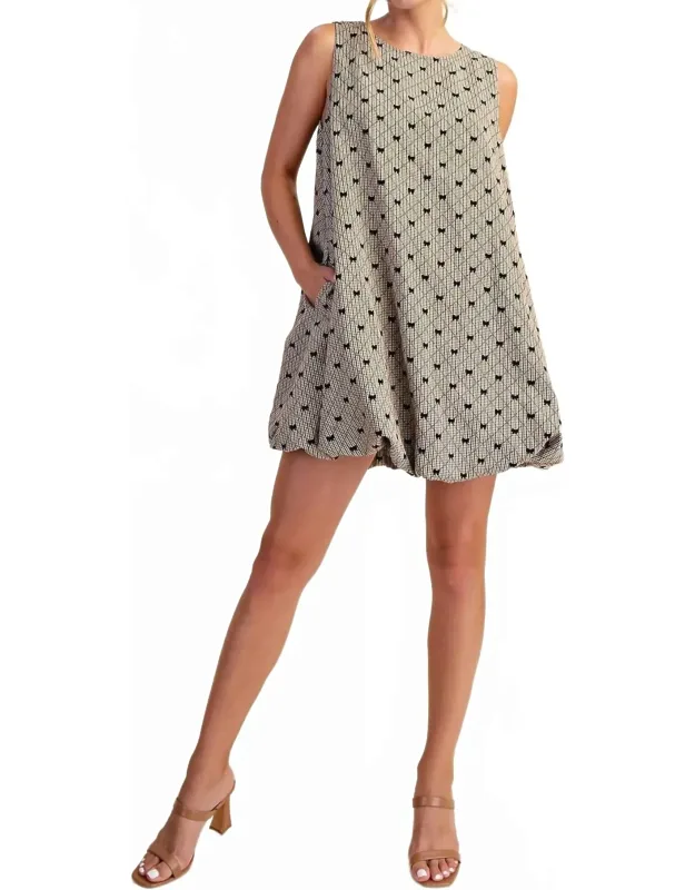 Round Neck Bubble Mini Dress