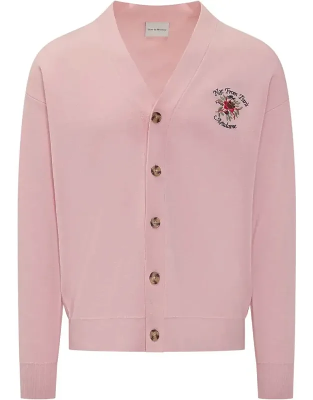 Cardigan With Embroidered Slogan