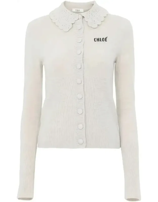 Crocheted Collar Wool Cardigan