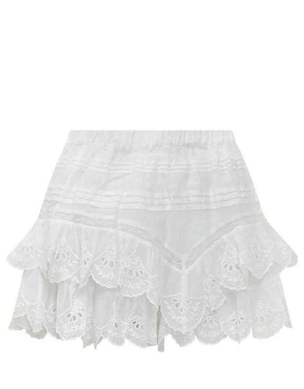 Embroidered Shorts With Ruffles