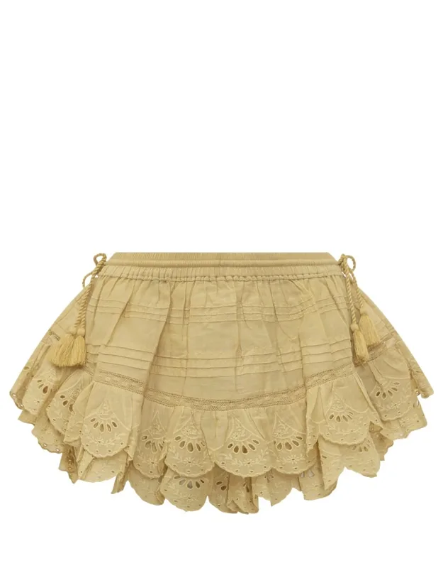 Embroidered Shorts With Ruffles