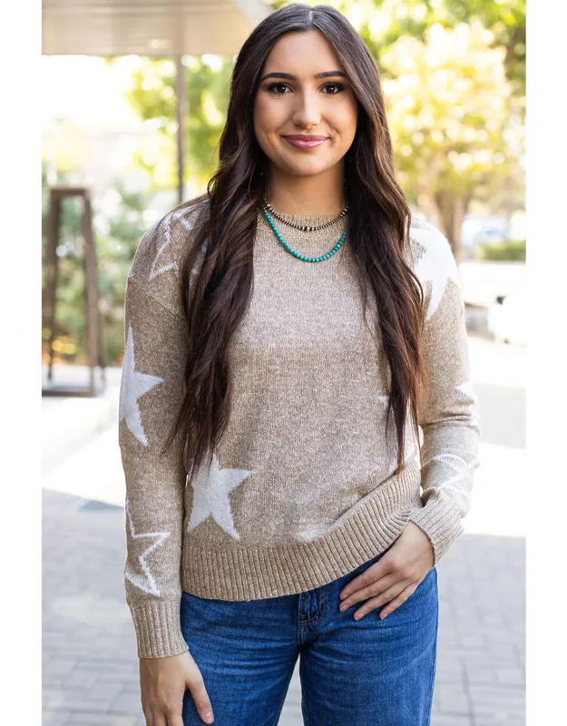 Star Pattern Drop Shoulder Sweater