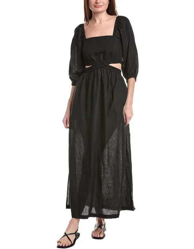 Cierra Cut Out Linen Maxi Dress